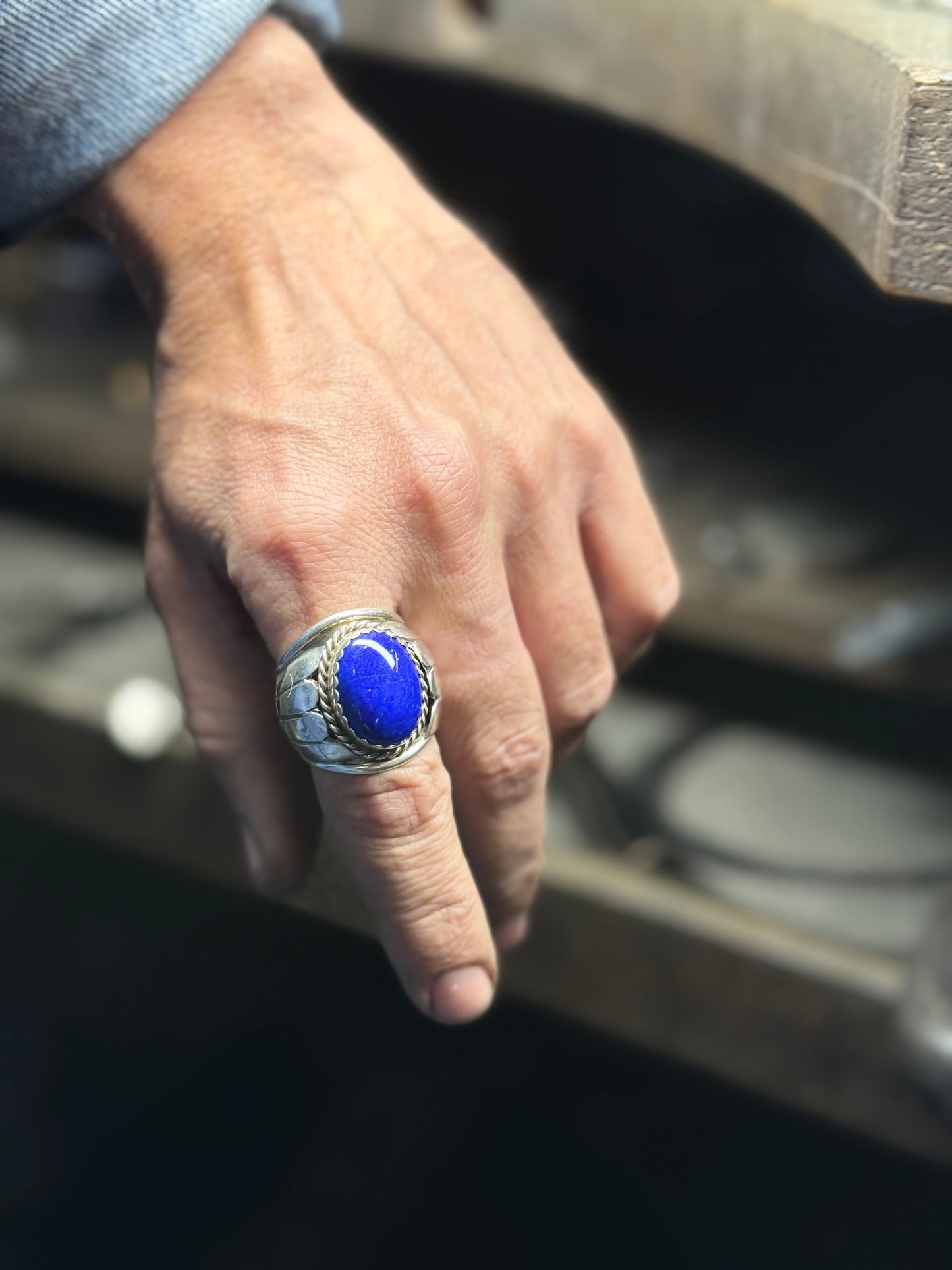 Anillo navajo lapislázuli